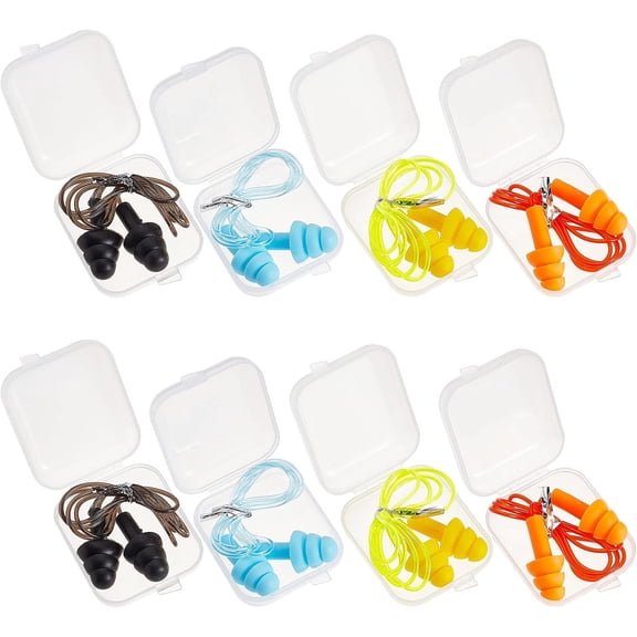 4 Pairs 4 Colors Comfortable Divers Ear Plugs Noise Cancelling Ear Plugs Swimming Waterproof Earplugs Reusable Corded Swimming Ear Protection Sets Wired with Cord Box for Sleeping