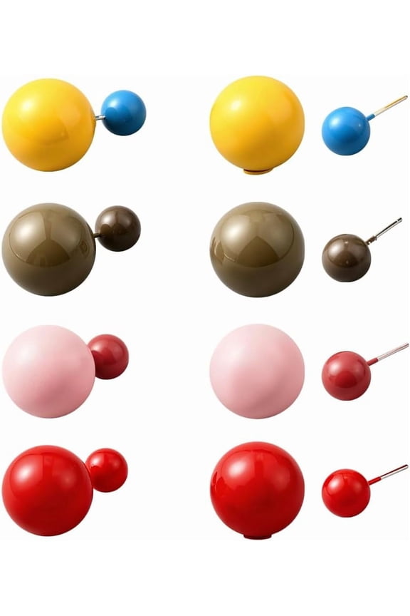 4 Pairs 4 Colors Double-Sided Pearls Earrings 1.6cm Round Plastic Pearl Front Back Earrings Imitation Pearl Button Earring Double Ball Earring for DIY Women