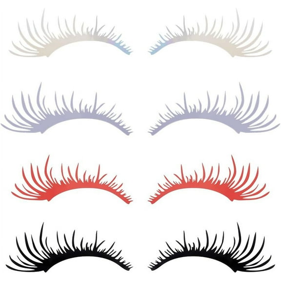 4 Pairs 4 Colors PET Eyelash Car Stickers Waterproof Self Adhesive Eyelash Decals for Car Headlight Decor Mixed Color 117x264x0.1mm Sticker: 110x252mm 1 pair/color
