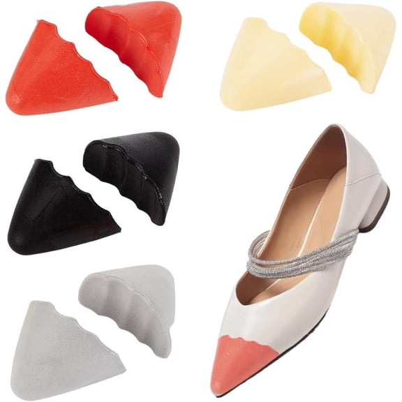 4 Pairs 4 Colors PU Shoe Fillers Toe Inserts for Shoes Too Big Mixed Color 40~41x52~54x23~24mm 1 pair/color diy