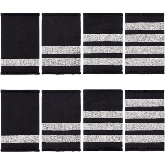 4 Pairs 4 Styles Cloth Pilot Epaulettes 3.3x2.0x0.2inches Black Professional Uniform Bars Airline Pilot Epaulets Epaulette Sliders for Cosplay Party Stage Performance Black DIY