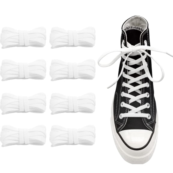 4 Pairs 5/16" Wide Elastic Shoe Laces for Converse High Tops, Stretch Flat Shoelaces Shoe Strings Replacement Laces