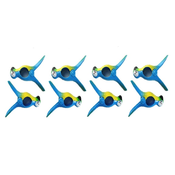 4 Pairs (8 Ct) Blue Parrot Style Beach Towel Holders, Clips, Beach, Patio or Pool Accessories, Portable Towel Clips, Chip Clips, Secure Clips ( 4 Set Per Order )