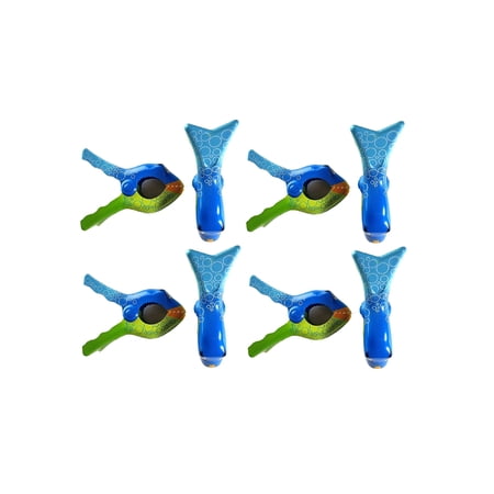 4 Pairs (8 Ct) Bubble Fish Style Beach Towel Holders, Clips, Beach, Patio or Pool Accessories, Portable Towel Clips, Chip Clips, Secure Clips ( 4 Set Per Order )