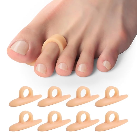 4 Pairs/8 Pcs Gel Hammer Toe Crest Cushions, Corrector Crests Relieve Foot Pain, Pressure, Discomfort, Toe Straighteners for Curled Toes, Flexible Silicone Comfort(Skin Color)