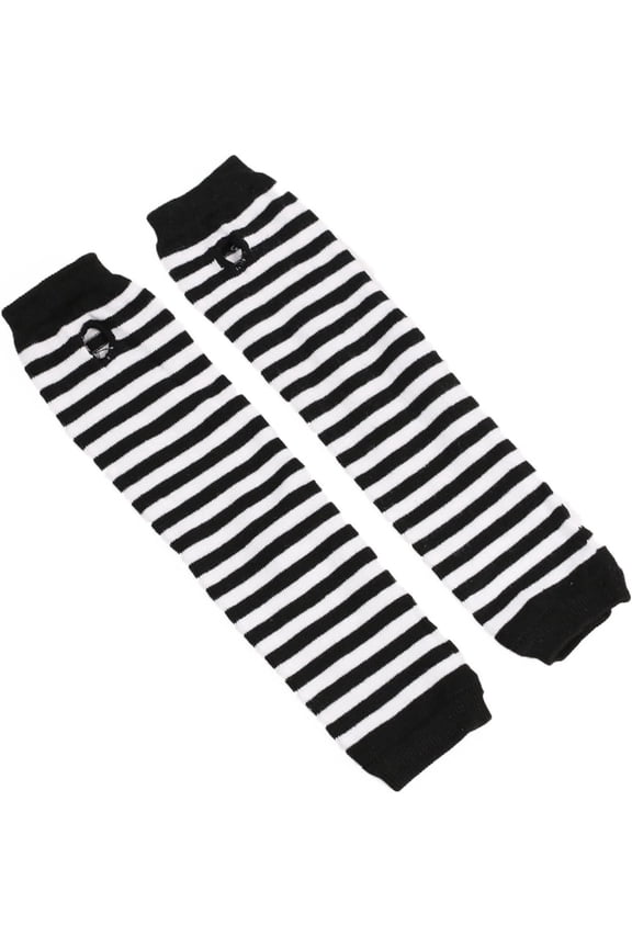 4 Pairs Acrylic Fiber Yarn Knitting Fingerless Gloves Stripe Pattern Winter Warm Gloves with 310x80mm Black DIY