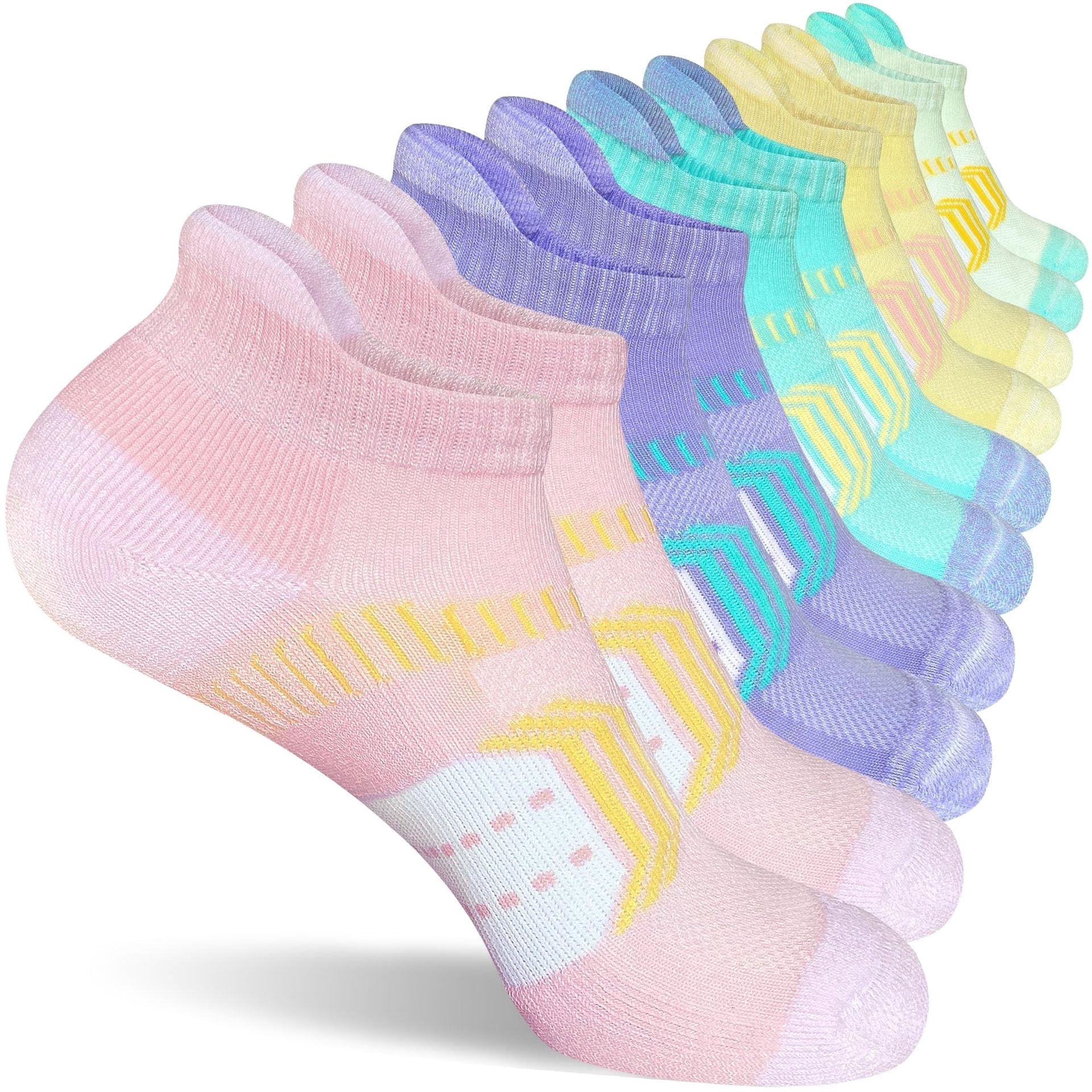 TRANSLINK 5 Pack Women's Ankle Socks Low Cut Breathable Mesh Cushioned Athletic Socks