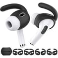 thumbnail image 1 of 4 Pairs AirPods Pro 2 Ear Hooks【Added Storage Pouch】 Anti-Slip Ear Covers Silicone Accessories Compatible with Apple AirPods Pro 2nd Generation (2 Large+2 Small, Black), 1 of 5