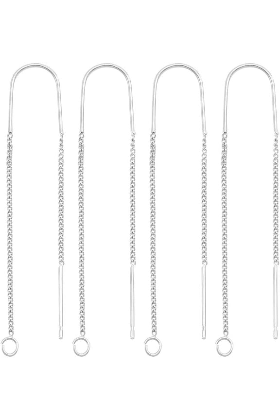 4 Pairs Alloy Stud Earring Findings Ear Threads with 925 Sterling Silver Pins & Loops 925 Sterling Silver Plated 60mm Hole: 1.8mm Pin: 0.7mm