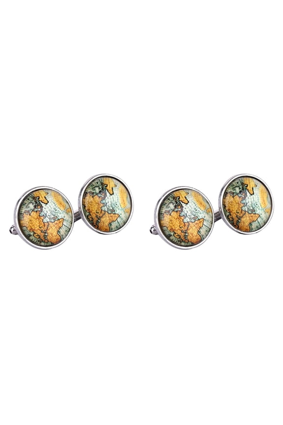 4 Pairs Antique Map Sleeve Button Time French Cuff Links Shirt Accessories for Men