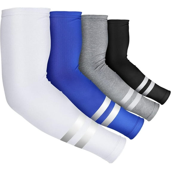 4 Pairs Arm Sleeves for Men Women Reflective UV Arm Sleeves Cooling Protection Arm Sleeves Cover