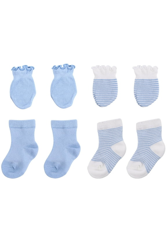 4 Pairs Baby Socks Gloves Adorable Comfortable Newborn Ankle Socks Mittens