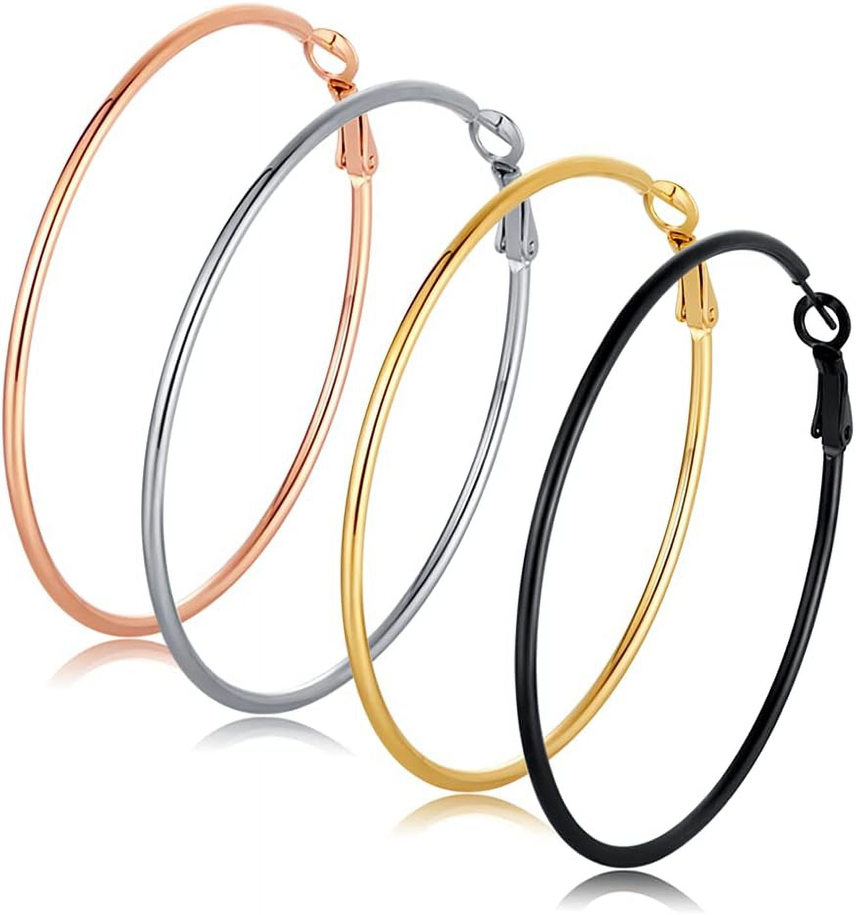 JeenMata 6 Pairs Multipack Everyday Women Earrings Gift Set In Yellow Gold Plating Thick Open Lightweight Hoop Hypoallergenic Twisted