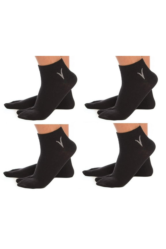 4 Pairs Black Ankle Casual VToe Flip-Flop Tabi Big Toe Socks