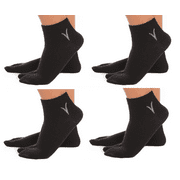 4 Pairs Black Ankle Casual VToe Flip-Flop Tabi Big Toe Socks