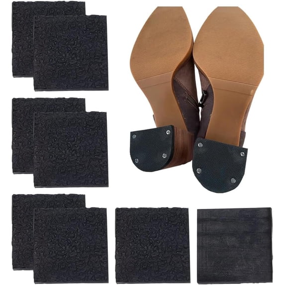 4 Pairs Black High Heel Patch Square Shoe Heel Repair 2.5x2.5 Inch Shoe Repair Rubber Patch Square Non-Slip High Heels Replacement Applique Shoes Bottom Repairing Material