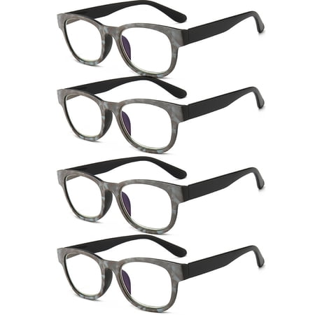 4 Pairs Blue Light Blcoking Reading Glasses Rectangular Readers Men Women