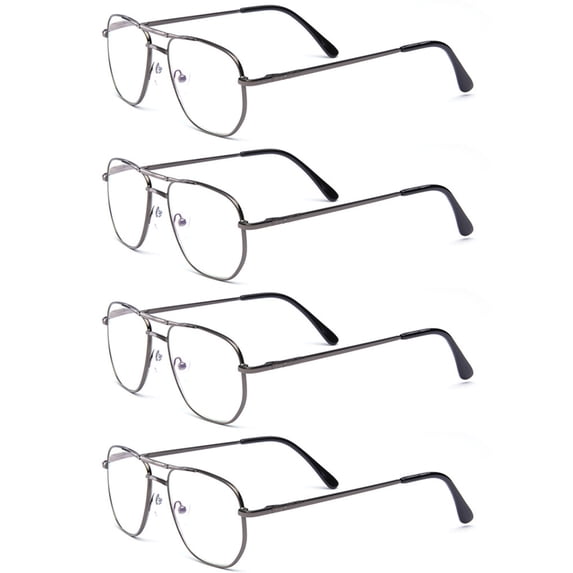 4 Pairs Blue Light Blocking Full Frame Reading Glasses Spring Hinge Readers