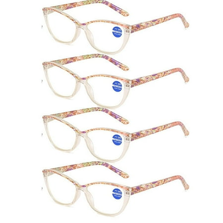 4 Pairs Blue Light Blocking Reading Glasses Cat Eye Readers Spring Hinges