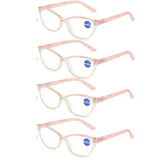 4 Pairs Blue Light Blocking Reading Glasses Cat Eye Readers Spring Hinges
