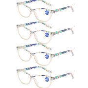 4 Pairs Blue Light Blocking Reading Glasses Cat Eye Readers Spring Hinges