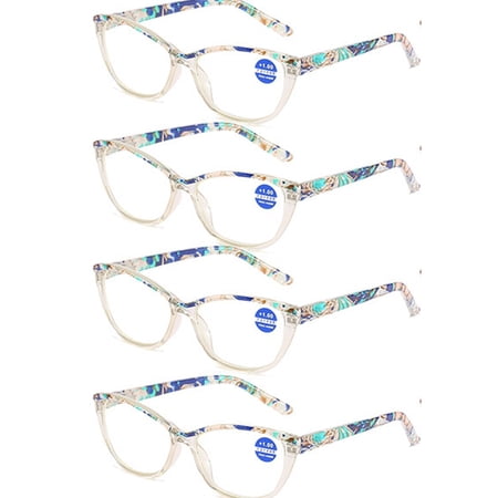 4 Pairs Blue Light Blocking Reading Glasses Cat Eye Readers Spring Hinges