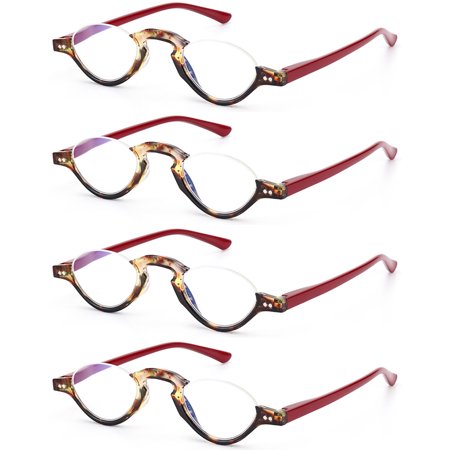 4 Pairs Blue Light Blocking Reading Glasses Half Rimless Computer Readers