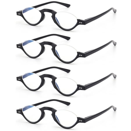 4 Pairs Blue Light Blocking Reading Glasses Half Rimless Computer Readers