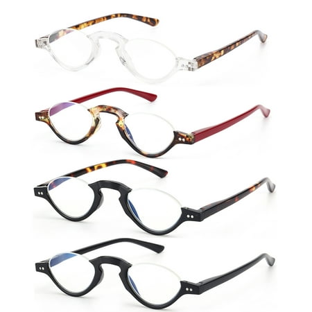 4 Pairs Blue Light Blocking Reading Glasses Half Rimless Computer Readers