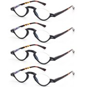 4 Pairs Blue Light Blocking Reading Glasses Half Rimless Computer Readers