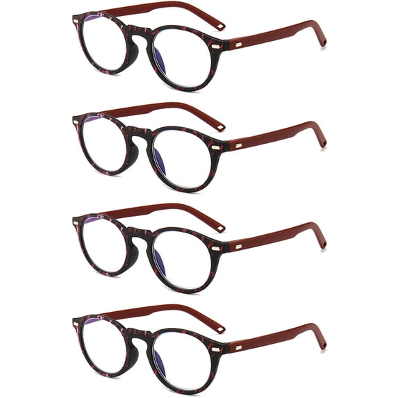4 Pairs Blue Light Blocking Reading Glasses Spring Hinges Womens Mens Readers