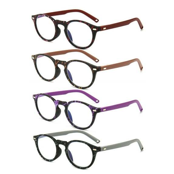 4 Pairs Blue Light Blocking Reading Glasses Spring Hinges Womens Mens Readers
