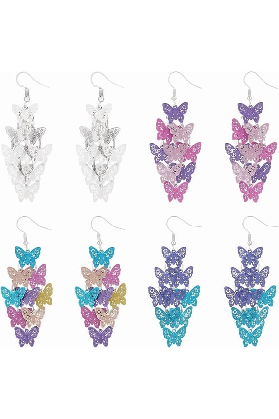 4 Pairs Butterfly Jewelry Earrings for DIY Making