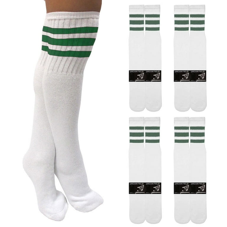 4 Pairs Casual Knee High White Tube Socks Long Athletic
