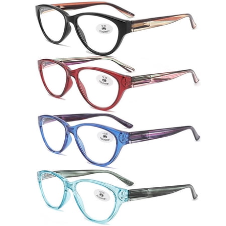 4 Pairs Cat Eye Oversize Reading Glasses Womens Mens Readers +1.00 ~ +3.50