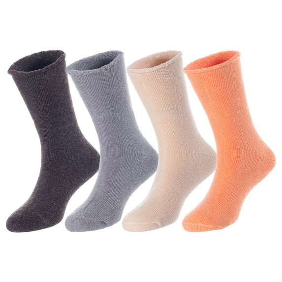 4 Pairs Children's Wool Socks for Boys & Girls. Comfy, Durable, Sweat Resistant Colored Crew Socks LK0601 Size 12M-24M Coffee,Grey,Beige,Orange