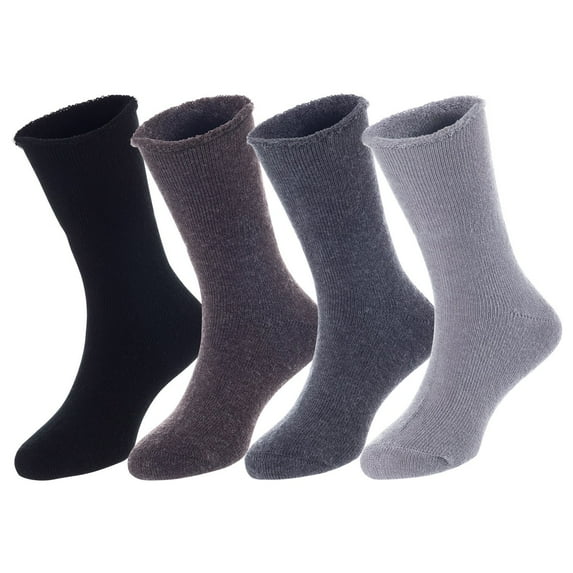 4 Pairs Children's Wool Socks for Boys & Girls. Comfy, Durable, Sweat Resistant Colored Crew Socks LK0601 Size 6M-12M (Black,Coffee,Dark Grey,Grey)