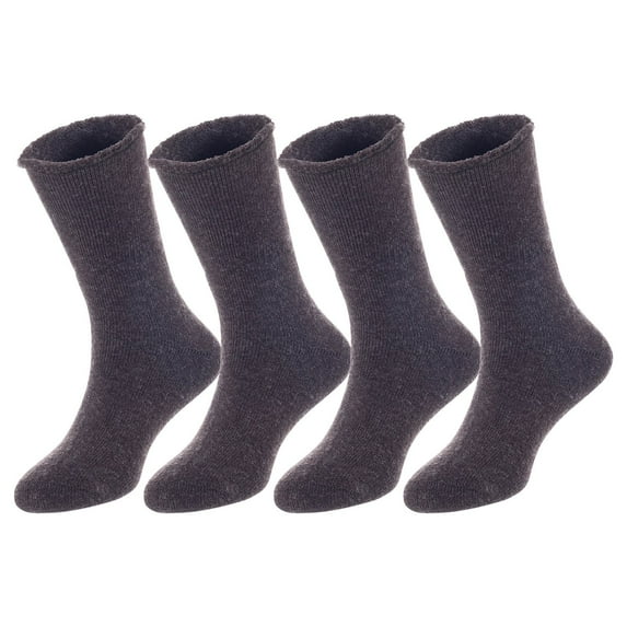 4 Pairs Children's Wool Socks for Boys and Girls. Durable, Sweat Resistant Colored Crew Socks Perfect for All Season LK0601 Size 12M-24M Coffee