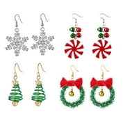 SOAC 4 Pairs Christmas Earrings Unisex Chic Eardrops Ear Accessories Xmas Gift