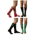thumbnail image 1 of 4 Pairs Christmas Holiday Knee High Socks,Assorted Colors & Designs Womens Size: 9-11, 1 of 2