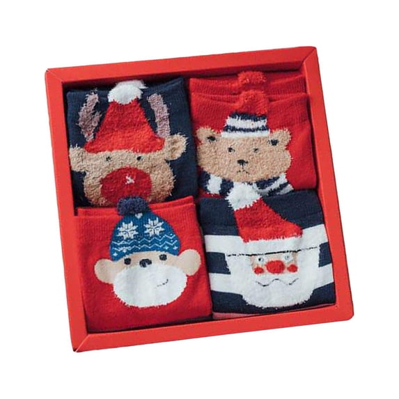 4 Pairs Christmas Socks Cute Holiday Socks for Indoor Spring Fancy Christmas Style A