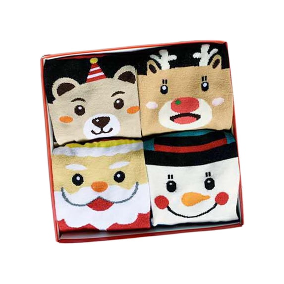 4 Pairs Christmas Socks Cute Xmas Novelty Socks for Festival Fancy Christmas Style B