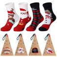 thumbnail image 1 of 4 Pairs Christmas Socks, Warm Winter Socks, Thicken Fleece Socks, Colorful Xmas Socks, for Christmas Party Gift, 1 of 7
