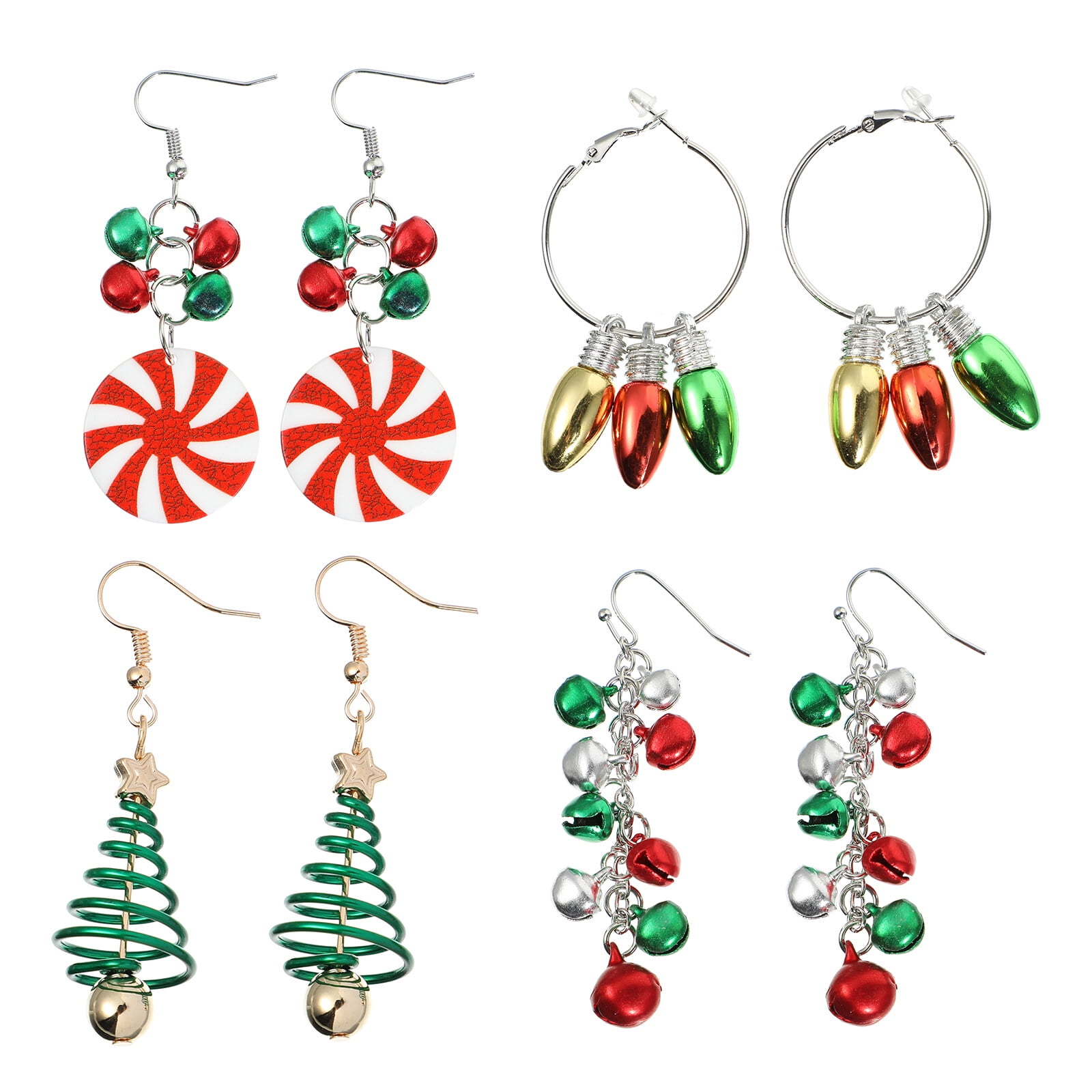 4 Pairs Christmas Theme Earrings Creative Ear Decorations Jewelry
