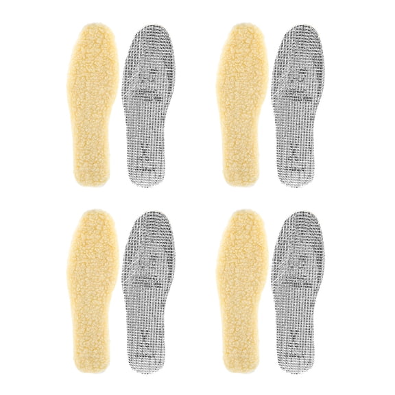 4 Pairs Comfort Insulated Shoe Insoles with Aluminum Foil and Soft Faux Lamb Wool Inserts for Whole Day Foot Relaxation