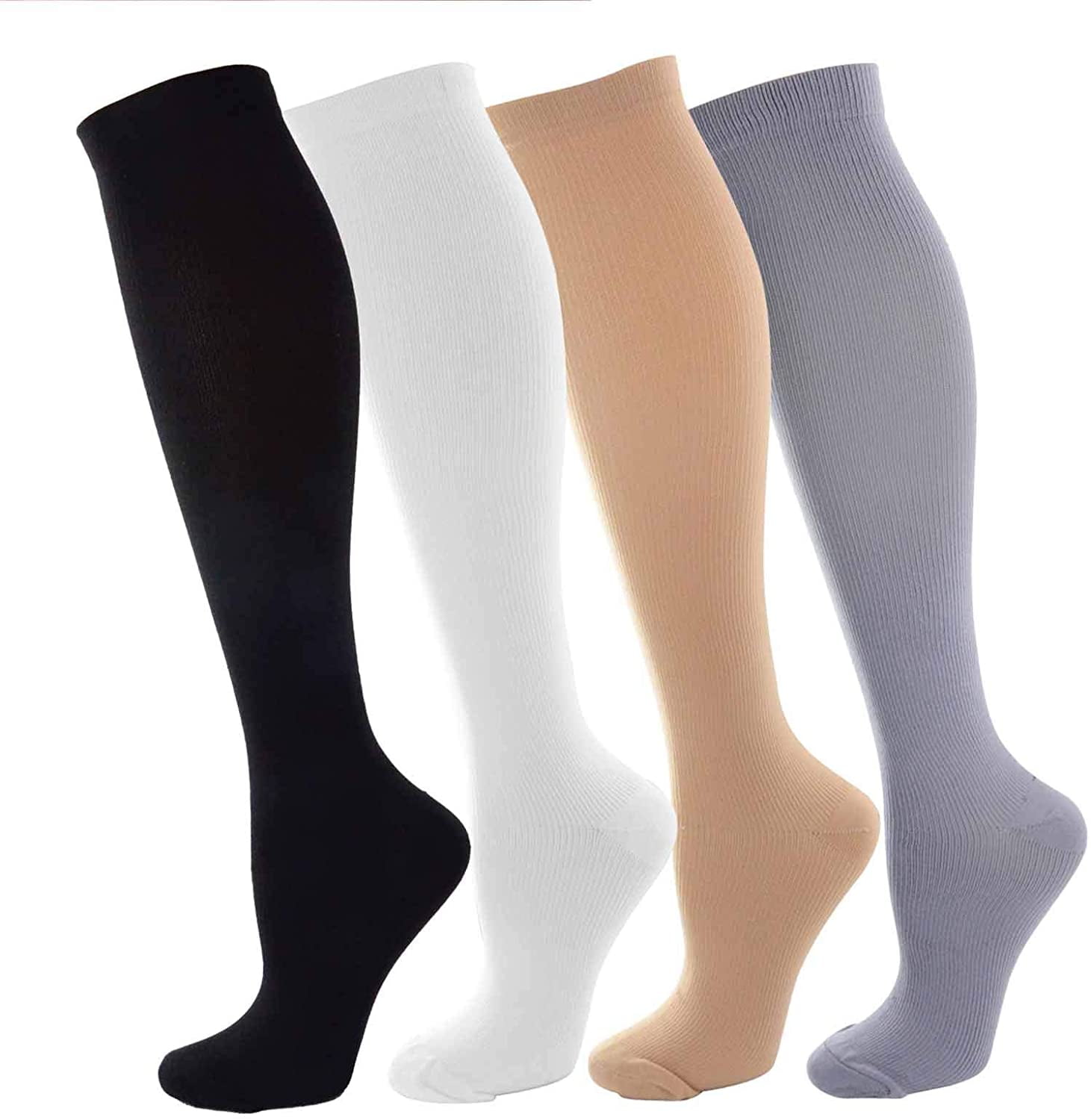 4 Pairs Compression Socks For Women &Men 20-30mmhg Medical Fasciitis ...