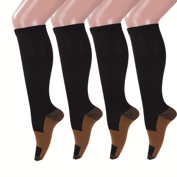 4 Pairs Compression Socks for Men Women Knee Support Hose Medias De Compresion Para Mujer Nurse Nursing School Student Accessories for Work Leg Long Stockings Pregnancy Maternity Travel