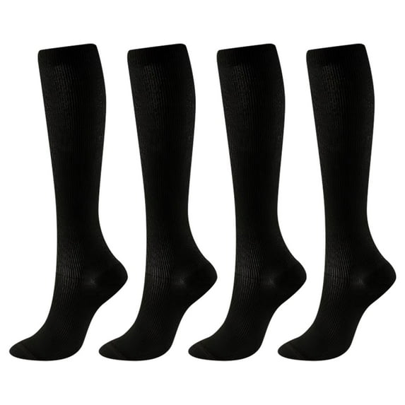 4 Pairs Compression Socks for Men and Women, Graduated Support Stockings for Athletic Performance, Recovery, Flight, and Travel Use, Black, Size 2XL