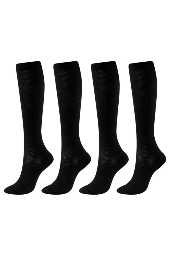 4 Pairs Compression Socks for Men and Women, Graduated Support Stockings for Athletic Performance, Recovery, Flight, and Travel Use, Black, Size XL
