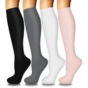 4 Pairs Compression Socks for Women Circulation-Best Support for Nurses,Running,Athletic,Travel L-XL